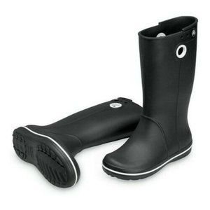 Crocs Womens Black Rubber Round Toe Waterproof Pull On Rain Boots Size US 9
